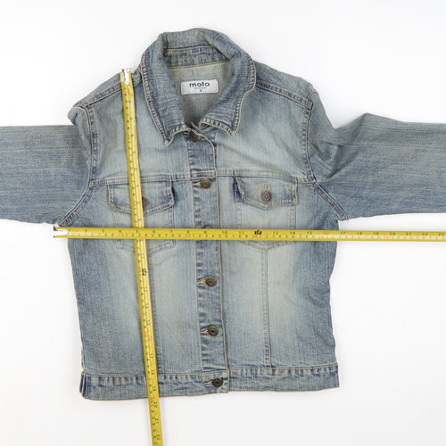 Moto Womens Blue Denim Basic Jacket Size 8