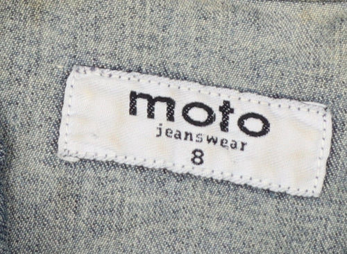 Moto Womens Blue Denim Basic Jacket Size 8