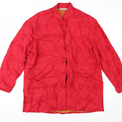 EAST Womens Red Linen Blend Kimono Jacket Size 14 Long Sleeve