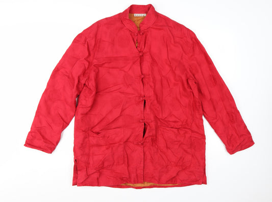 EAST Womens Red Linen Blend Kimono Jacket Size 14 Long Sleeve