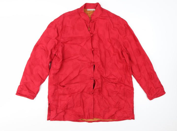 EAST Womens Red Linen Blend Kimono Jacket Size 14 Long Sleeve