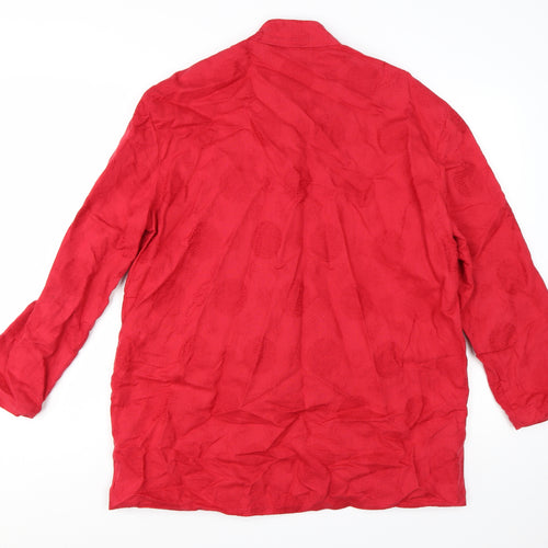 EAST Womens Red Linen Blend Kimono Jacket Size 14 Long Sleeve