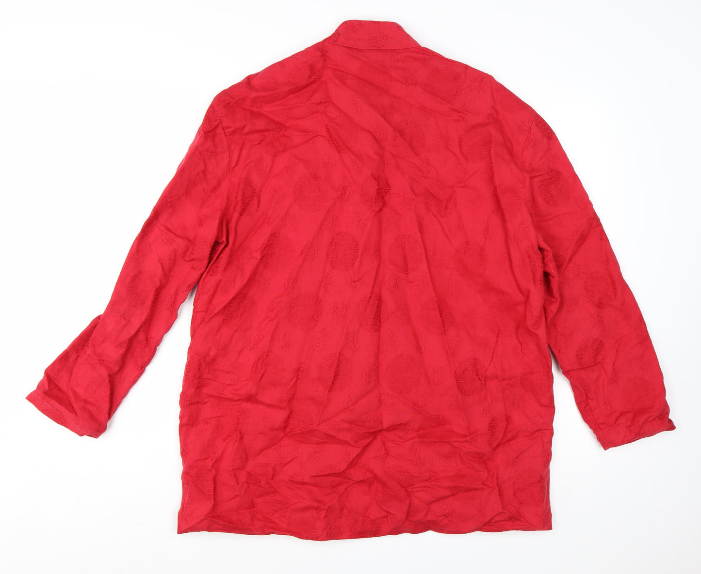 EAST Womens Red Linen Blend Kimono Jacket Size 14 Long Sleeve