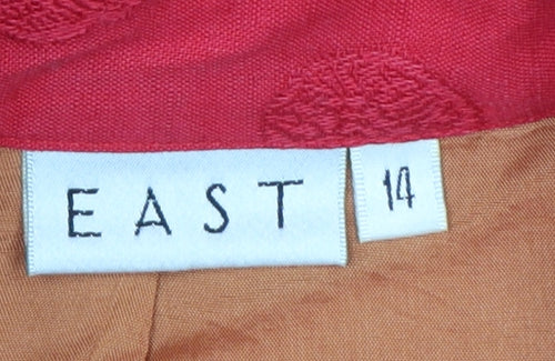 EAST Womens Red Linen Blend Kimono Jacket Size 14 Long Sleeve