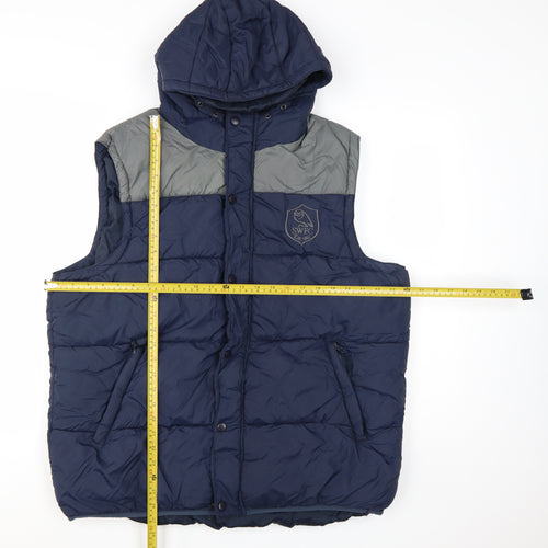 SWFC Mens Blue L Hooded Puffer Waistcoat Gilet Football Jacket