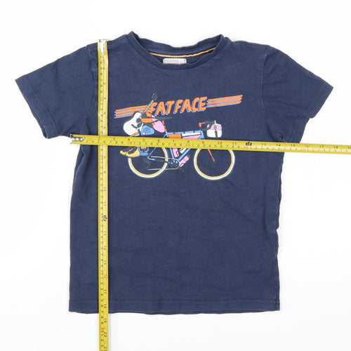 FatFace Boys Blue Cotton Graphic Bicycle T-Shirt 7-8 Years