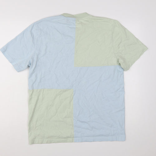 Puma Men's Blue Green Colourblock Crew Neck Cotton T-Shirt Size M