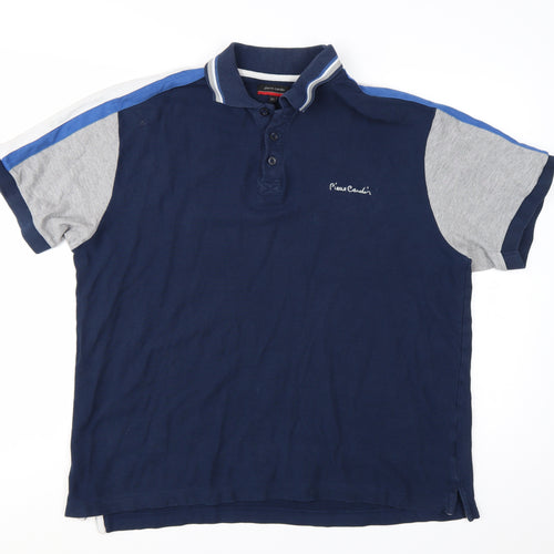 Pierre Cardin Men's Blue Colourblock Cotton Polo Shirt XL