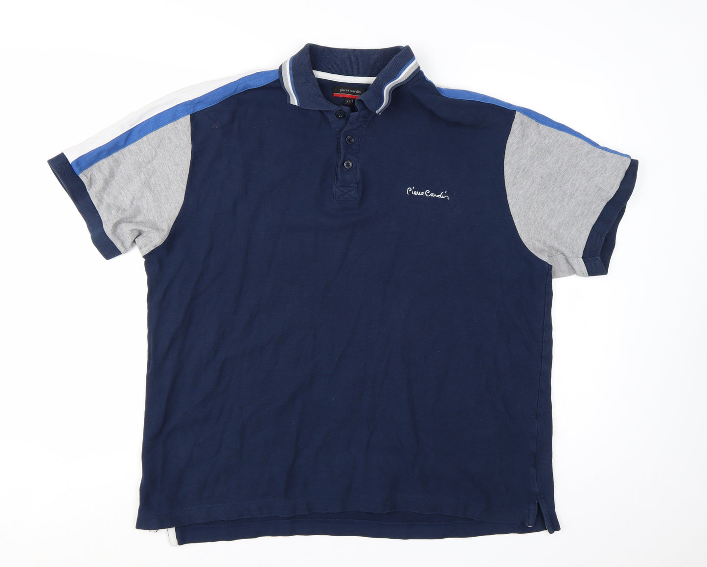 Pierre Cardin Men's Blue Colourblock Cotton Polo Shirt XL