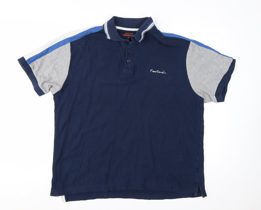 Pierre Cardin Men's Blue Colourblock Cotton Polo Shirt XL