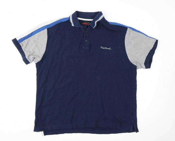 Pierre Cardin Men's Blue Colourblock Cotton Polo Shirt XL