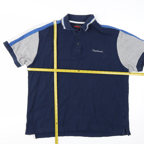 Pierre Cardin Men's Blue Colourblock Cotton Polo Shirt XL