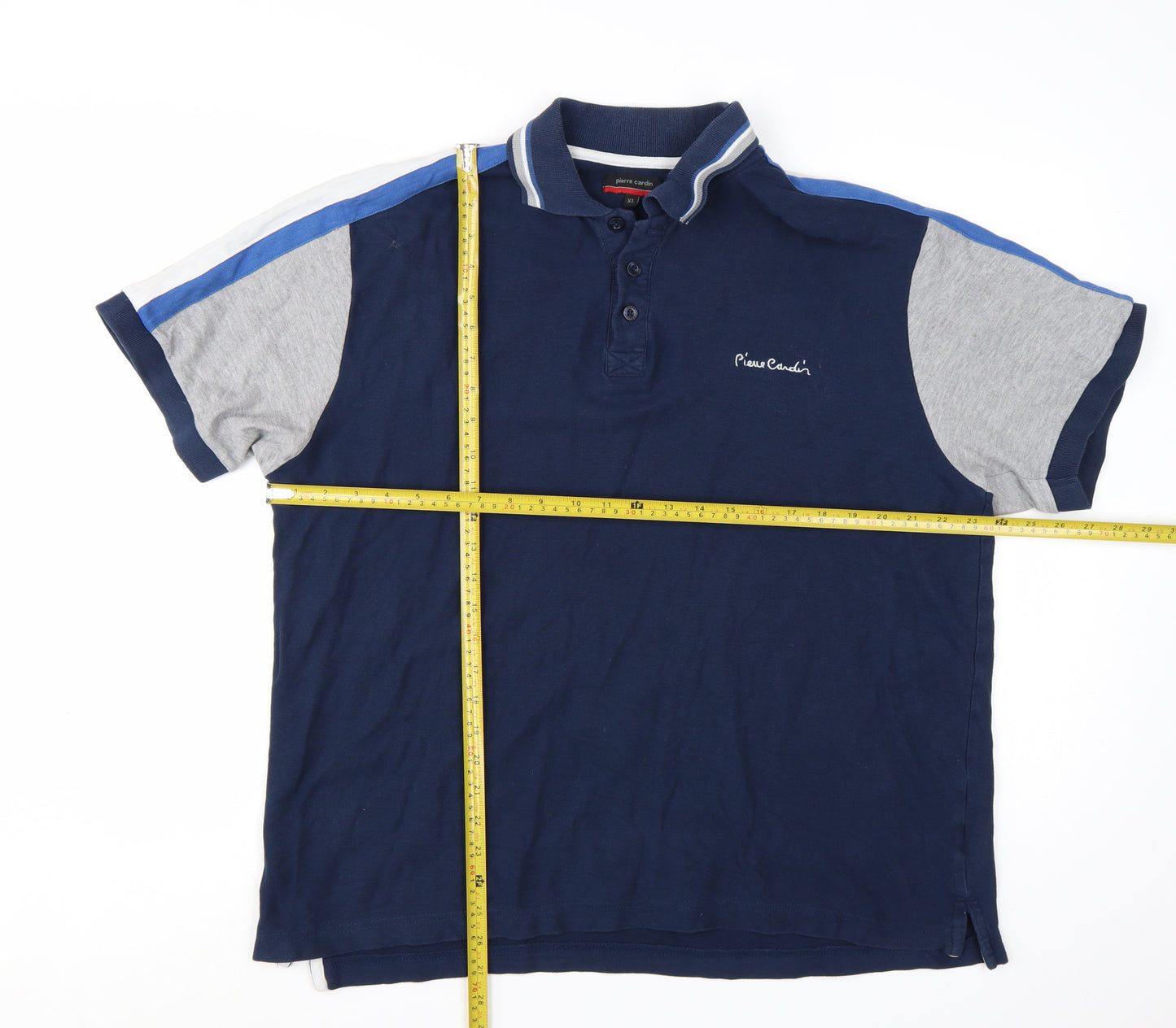 Pierre Cardin Men's Blue Colourblock Cotton Polo Shirt XL