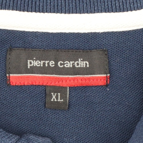Pierre Cardin Men's Blue Colourblock Cotton Polo Shirt XL