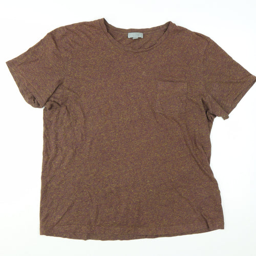 COS Men's Brown Marl Cotton Crew Neck Short Sleeve T-Shirt Size L