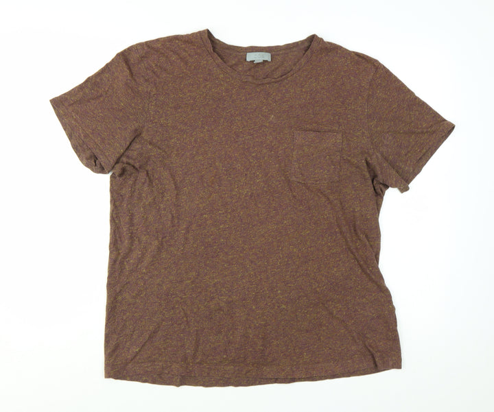 COS Men's Brown Marl Cotton Crew Neck Short Sleeve T-Shirt Size L