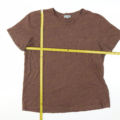 COS Men's Brown Marl Cotton Crew Neck Short Sleeve T-Shirt Size L