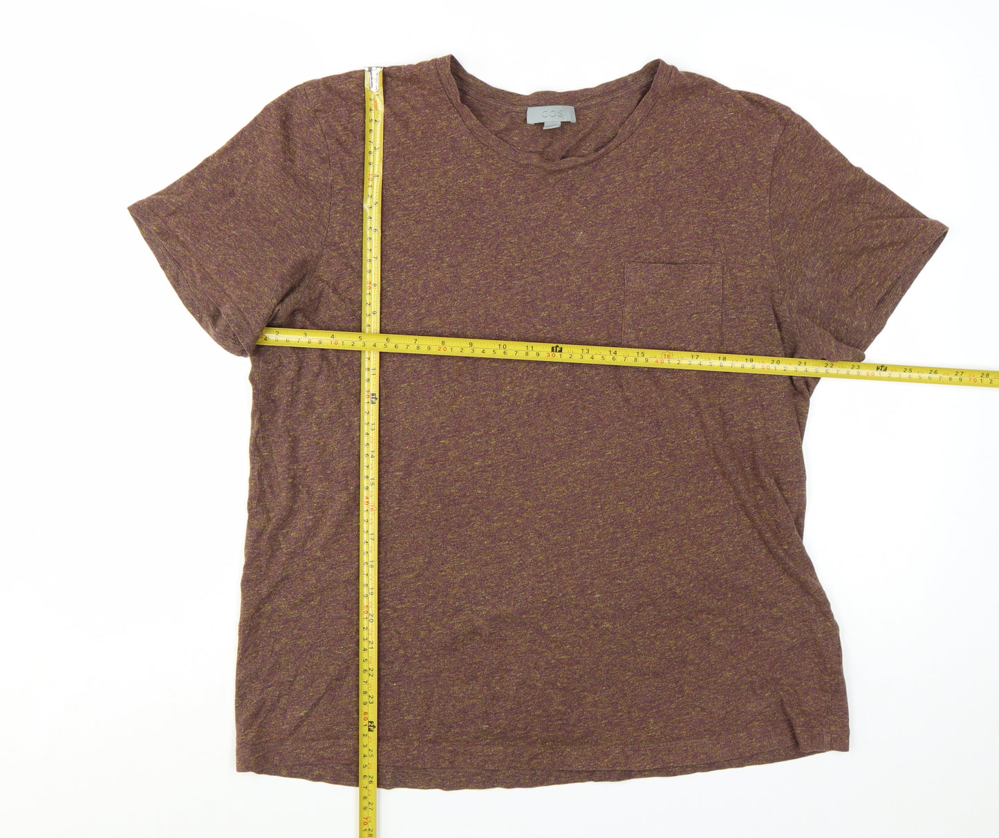 COS Men's Brown Marl Cotton Crew Neck Short Sleeve T-Shirt Size L