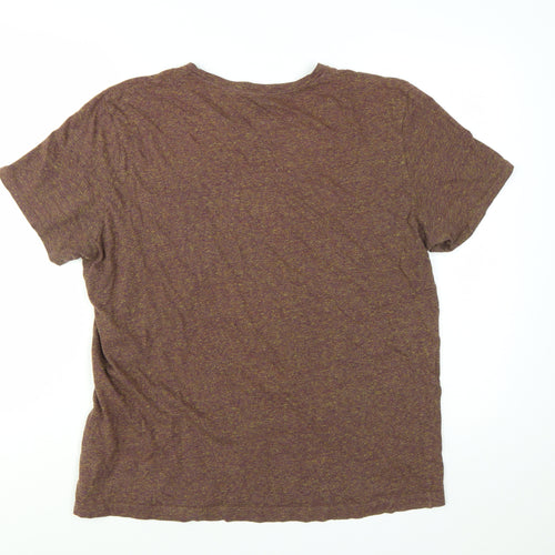 COS Men's Brown Marl Cotton Crew Neck Short Sleeve T-Shirt Size L