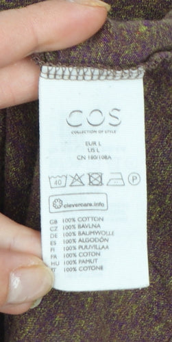 COS Men's Brown Marl Cotton Crew Neck Short Sleeve T-Shirt Size L