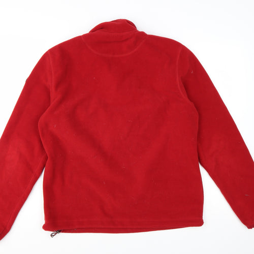 Napapijri Men's Red Fleece 1/4 Zip Pullover Sweatshirt L