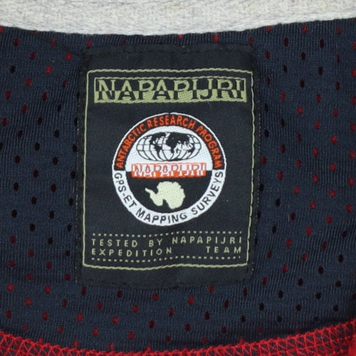 Napapijri Men's Red Fleece 1/4 Zip Pullover Sweatshirt L