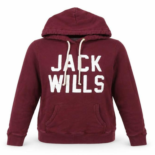 Jack Wills Womens Burgundy Pullover Hoodie UK 12 Cotton Blend