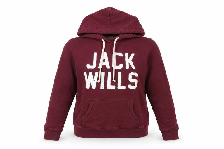 Jack Wills Womens Burgundy Pullover Hoodie UK 12 Cotton Blend