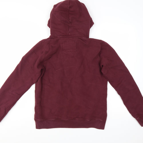 Jack Wills Womens Burgundy Pullover Hoodie UK 12 Cotton Blend