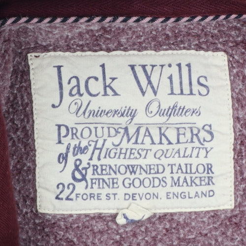 Jack Wills Womens Burgundy Pullover Hoodie UK 12 Cotton Blend