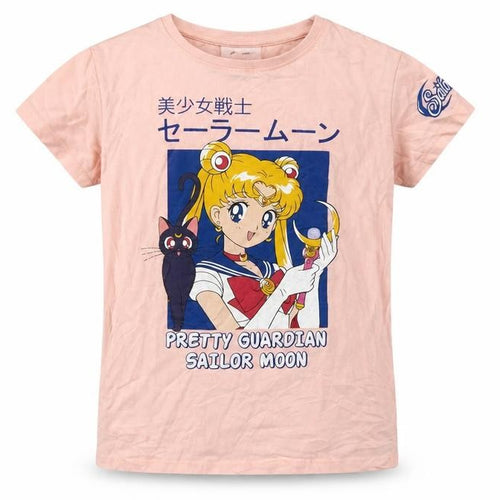 Sailor Moon Girls Pink Graphic Cotton T-Shirt Size 158 Short Sleeve Anime Top