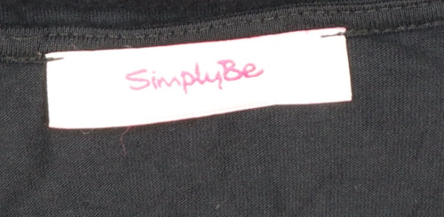 SimplyBe Women’s Black Art Sequin Graphic T-Shirt Size 18