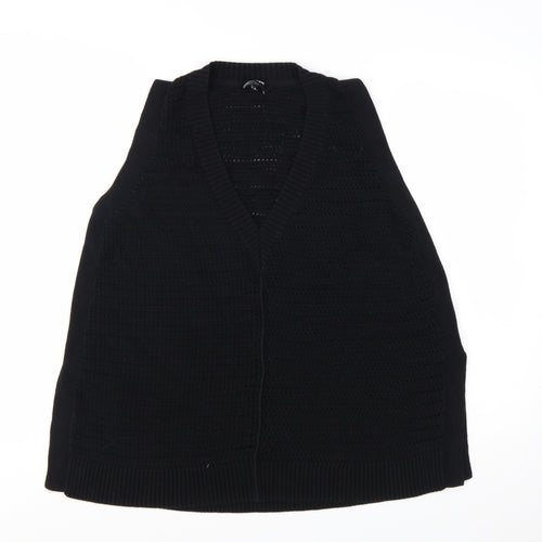 ME+EM Women’s Black Cotton Knit V-Neck Sleeveless Vest L