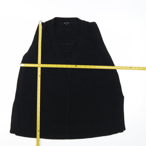 ME+EM Women’s Black Cotton Knit V-Neck Sleeveless Vest L