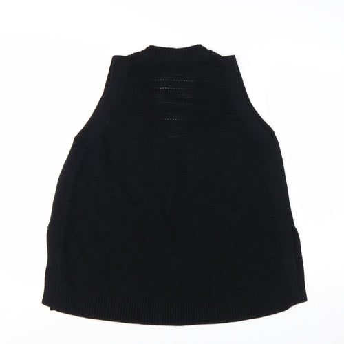 ME+EM Women’s Black Cotton Knit V-Neck Sleeveless Vest L