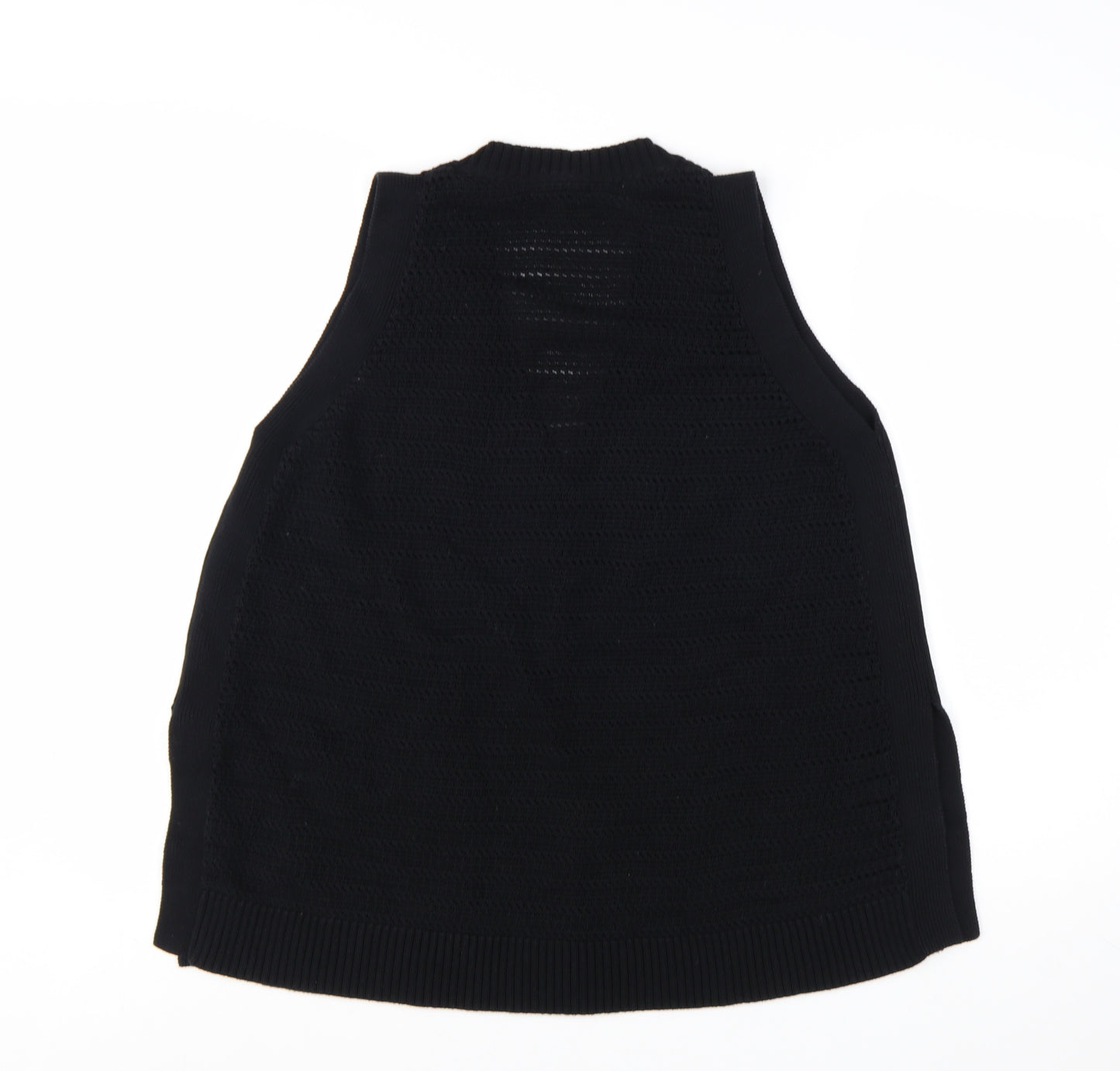 ME+EM Women’s Black Cotton Knit V-Neck Sleeveless Vest L