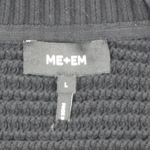 ME+EM Women’s Black Cotton Knit V-Neck Sleeveless Vest L