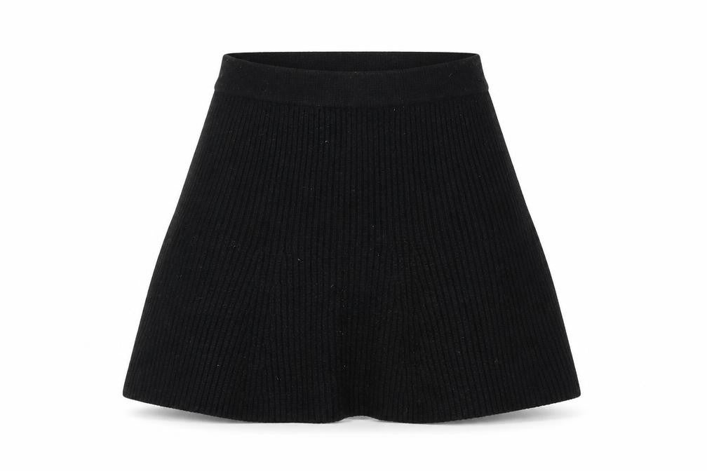 Zara Women Black A-Line Knit Short Skirt Size S
