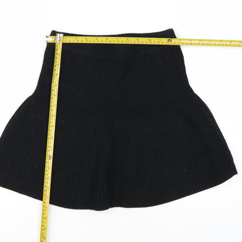 Zara Women Black A-Line Knit Short Skirt Size S