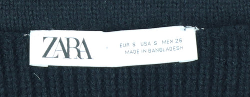 Zara Women Black A-Line Knit Short Skirt Size S