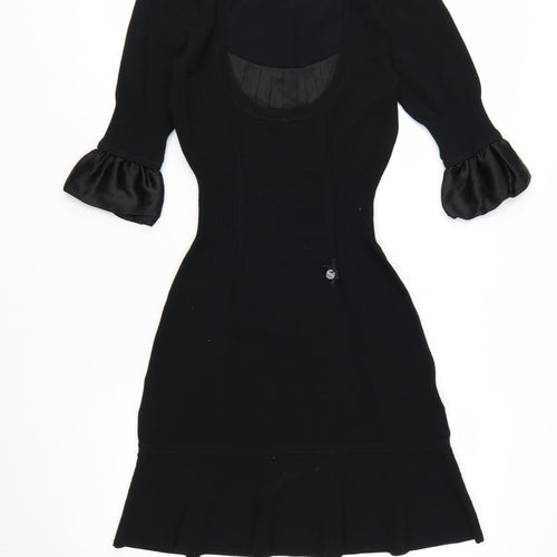 Karen Millen Women’s Black Bodycon Knit Dress Size 8 Half Sleeve