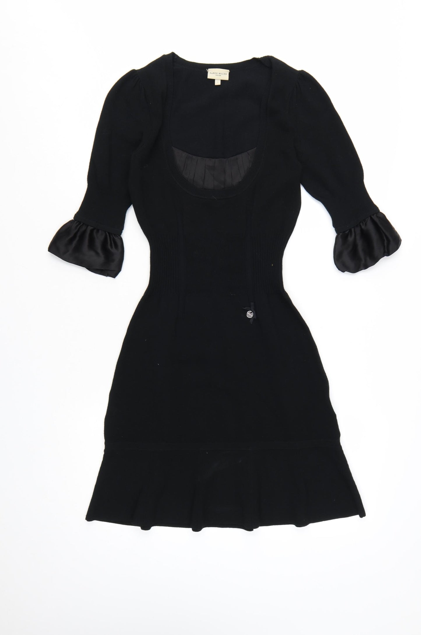 Karen Millen Women’s Black Bodycon Knit Dress Size 8 Half Sleeve
