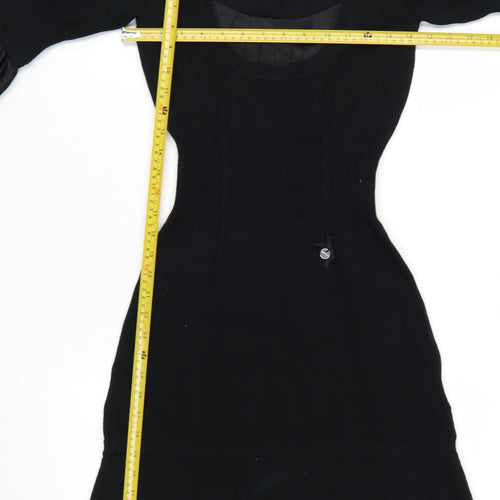 Karen Millen Women’s Black Bodycon Knit Dress Size 8 Half Sleeve