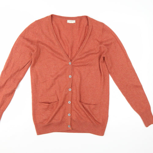 Fat Face Women’s Orange V-Neck Button Cardigan Size 8