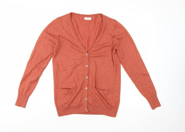 Fat Face Women’s Orange V-Neck Button Cardigan Size 8