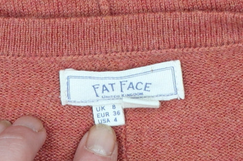 Fat Face Women’s Orange V-Neck Button Cardigan Size 8