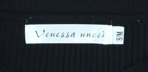 Venessa Nucci Womens Black Ruffle Jewel Pullover Jumper Size S