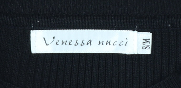 Venessa Nucci Womens Black Ruffle Jewel Pullover Jumper Size S