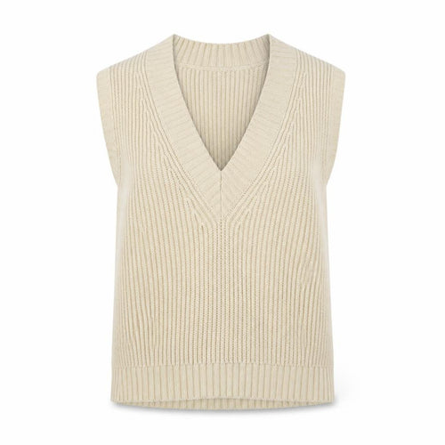 Collusion Womens Beige V-Neck Knit Sleeveless Vest Jumper Size 8