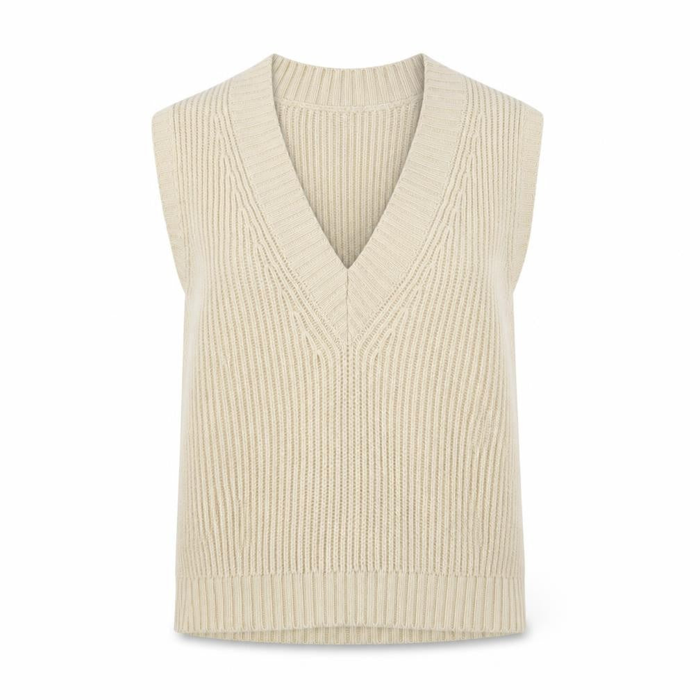 Collusion Womens Beige V-Neck Knit Sleeveless Vest Jumper Size 8